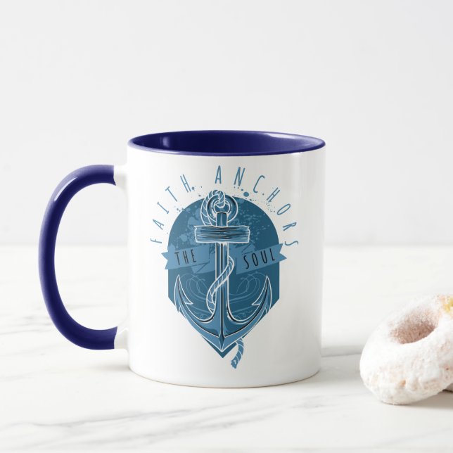 Nautical Faith Anchors the Soul Mug (With Donut)