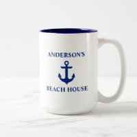 Nautical Family Name Beach House Anchor Blue Large