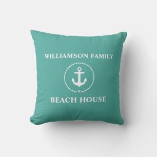 Nautical Family Name Beach House Cushion