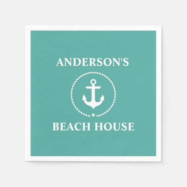 Nautical Family Name Beach House Napkin (Front)