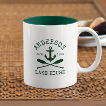 Nautical Family Name Lake House Green Anchor Oars