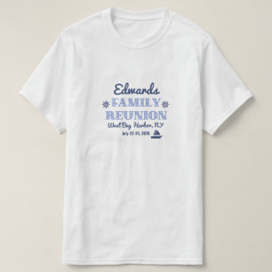 Nautical Family Reunion Design in Navy & Pale Blue T-Shirt