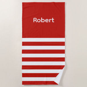 Nautical Family Vacation White Stripes Custom Beach Towel