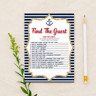  Nautical Find The Guest Baby Shower Game Stationery