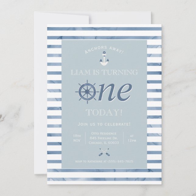 Nautical First Birthday Invitation (Front)