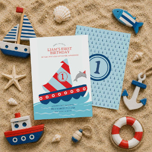 Nautical First Birthday Invitation