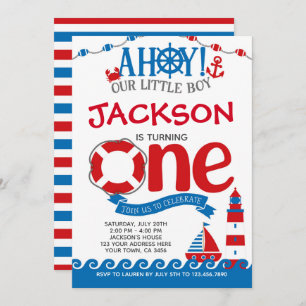 Nautical First Birthday Invitation