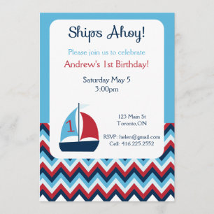 Nautical First Birthday Invitation
