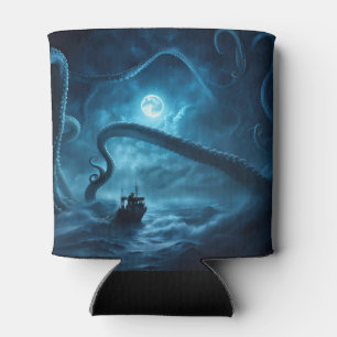 Nautical Fishing Boat and Giant Octopus Kraken  Can Cooler