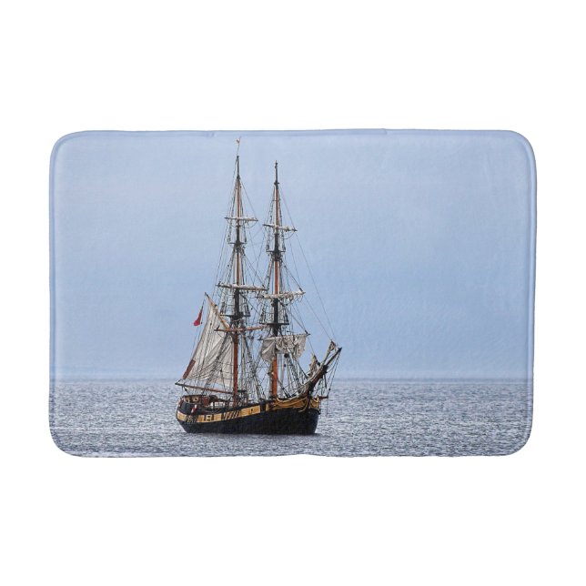 Nautical Fishing Boat Blue Skies Bath Mat (Front)