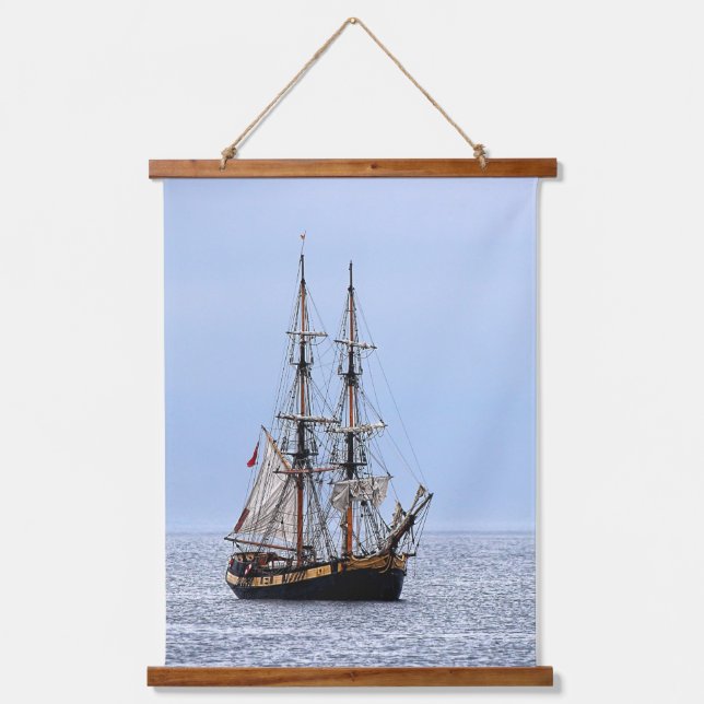 Nautical Fishing Boat Blue Skies Hanging Tapestry (Front)