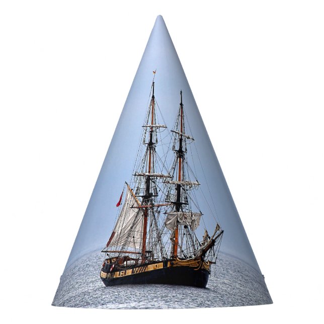 Nautical Fishing Boat Blue Skies Party Hat (Front)