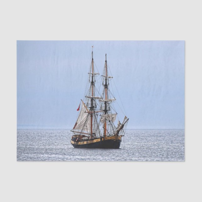 Nautical Fishing Boat Blue Skies Tissue Paper (Front)