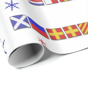 Nautical Flag Merry Christmas Gift Wrap