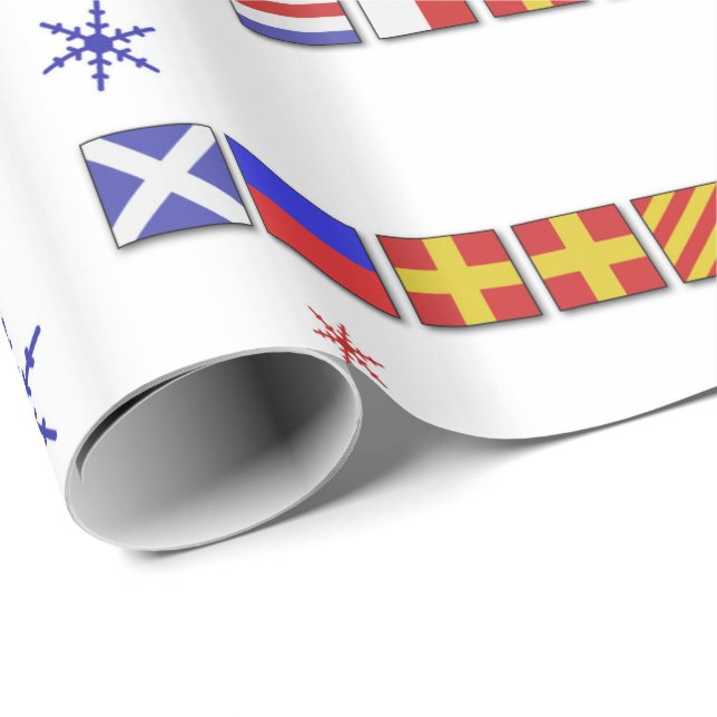 Nautical Flag Merry Christmas Gift Wrap (Roll Corner)