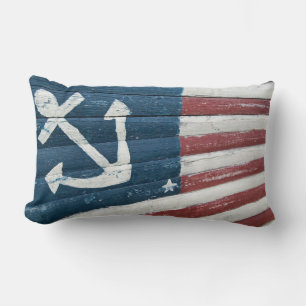 Nautical Flag on wood Lumbar Cushion