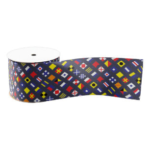 Nautical Flag Pattern Grosgrain Ribbon