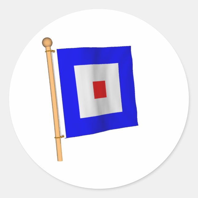 Nautical Flag 'W' Classic Round Sticker (Front)