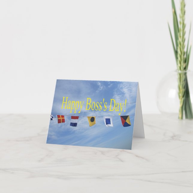 Nautical Flags Happy Boss's Day Card (Front)
