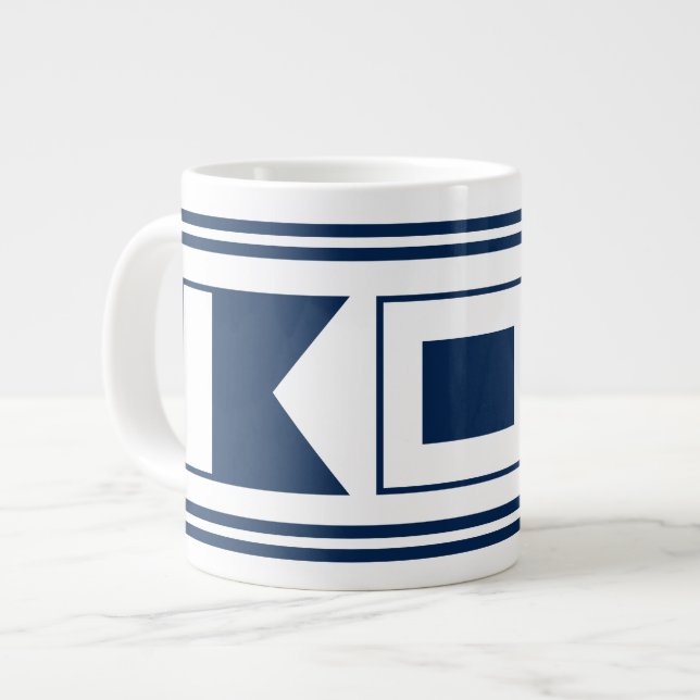 Nautical flags letters of the alphabet custom name large coffee mug (Front Left)