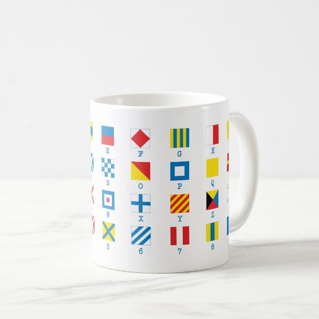 Nautical Flags Maritime Signals Alphabet Mug (Front Right)