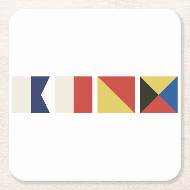 Nautical Flags Square Paper Coaster (Front)