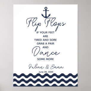 Nautical Flip Flop wedding party print