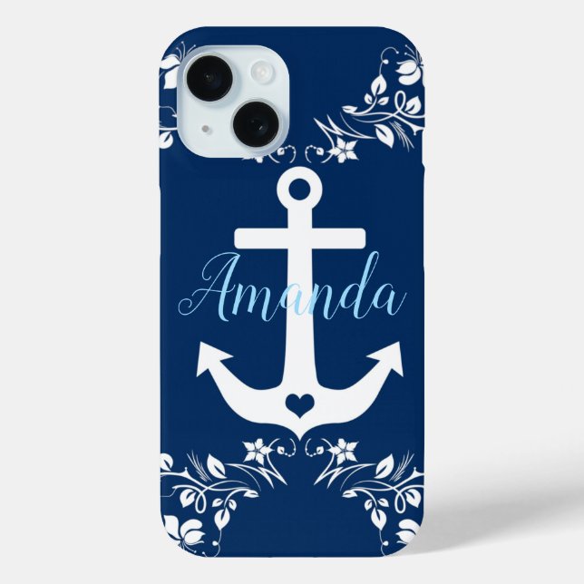 Nautical Floral & Anchor Case-Mate iPhone Case (Back)