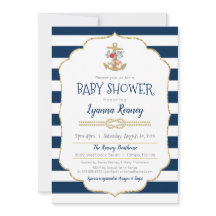 Nautical Floral Anchor Navy Blue Baby Shower
