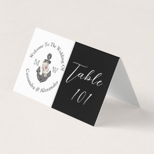 Nautical Floral Anchor Wedding Black and White