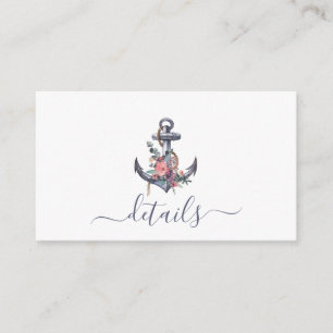Nautical Floral Anchor Wedding Enclosure Card