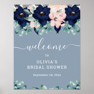 Nautical Floral Bridal Shower Welcome Sign