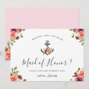 Nautical Floral Maid of Honour Proposal Card