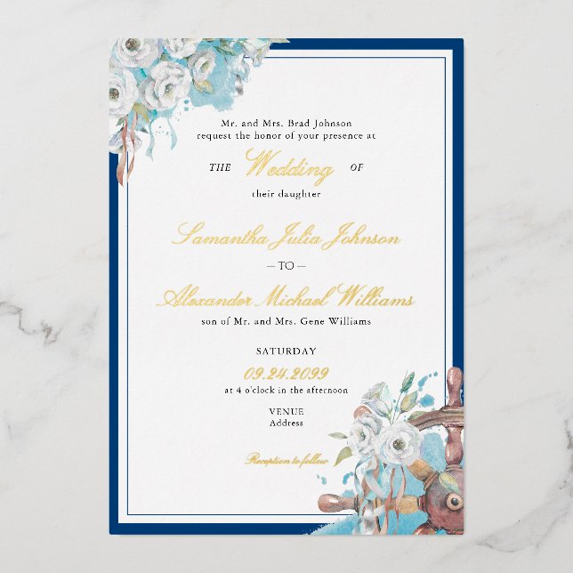 Nautical Floral Navy & White Formal Wedding (Front)