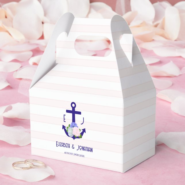 Nautical Floral Stripes Wedding Favour Box (Wedding)