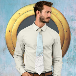Nautical Florida Gulf Coast Teal & Tan Tie