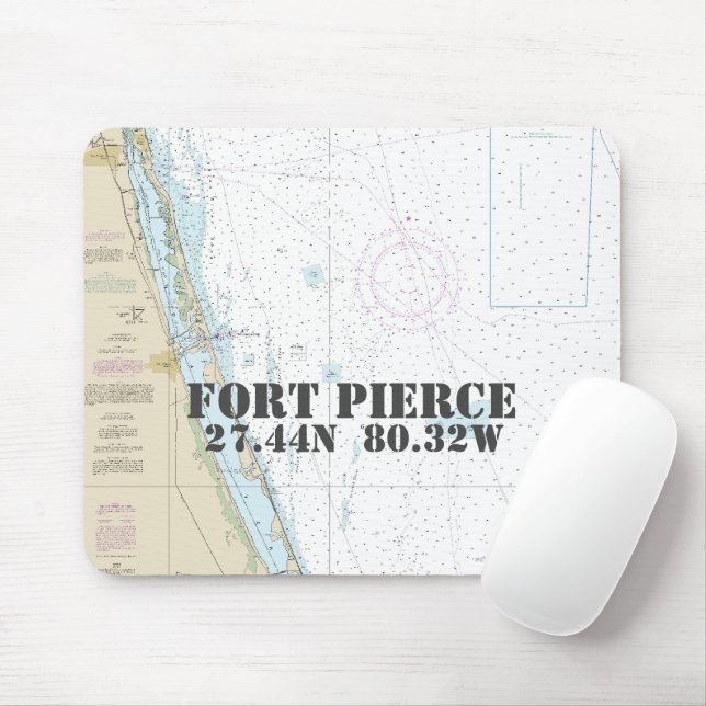 Nautical Fort Pierce Florida Latitude Longitude Mouse Mat (With Mouse)