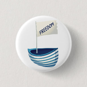 Nautical Freedom Boat 3 Cm Round Badge
