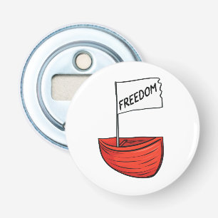 Nautical Freedom Boat Illustration Bottle Opener