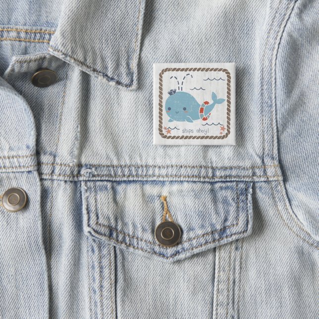 Nautical Friends - Whale 15 Cm Square Badge (In Situ)