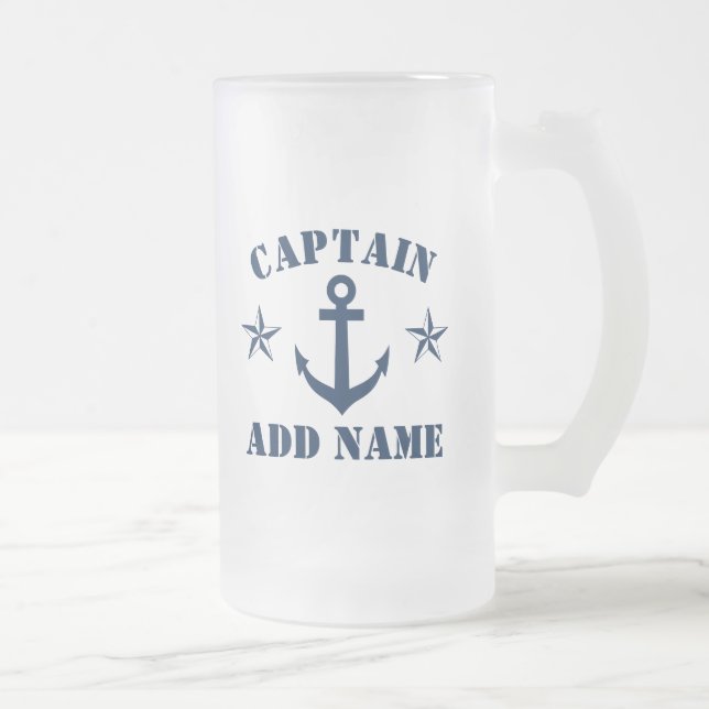 Nautical frosted glass beer mug gift for sailor (Right)