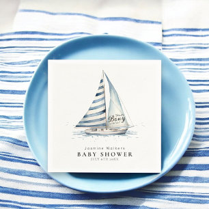 Nautical fun  "Nauti-Bouy" Sailboat baby shower Napkin