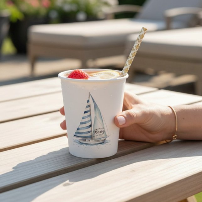 Nautical fun  "Nauti-Bouy" Sailboat baby shower Paper Cups (Creator Uploaded)