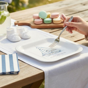 Nautical fun  "Nauti-Bouy" Sailboat baby shower Paper Plate