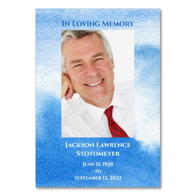 Nautical Funeral Celebration of Life Photo Table Number (Front)