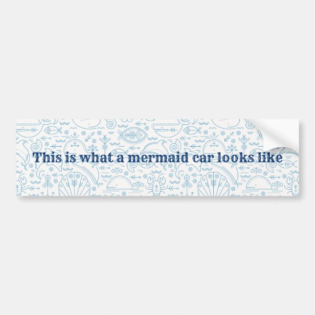 Nautical funny mermaid light blue bumper sticker (Front)