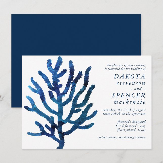 Nautical Galaxy Coral Reef | Beach Marina Wedding Invitation (Front/Back)