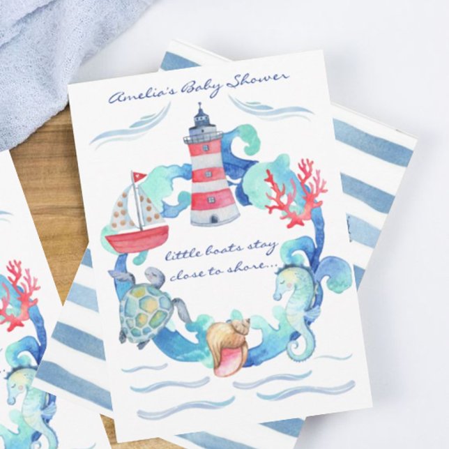 Nautical Gender Neutral Watercolor Baby Shower Invitation (Creator Uploaded)