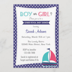 Nautical Gender Reveal Baby Shower Invitation