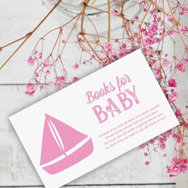 Nautical Girl Baby Shower Books for Baby Enclosure Card (Creator Uploaded)
